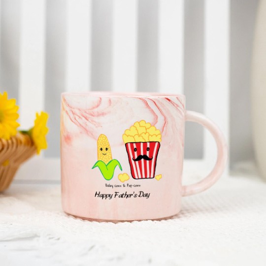 Baby Corn and Popcorn Happy Father’s Day Marble Mugs