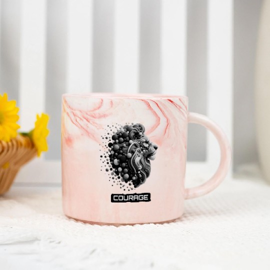 Courageous King: Lion Head Marble Mugs