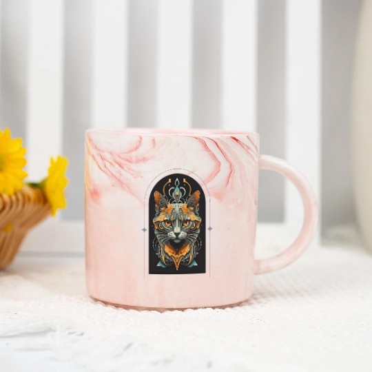 Elegant stylish black and gold cat face Marble Mugs