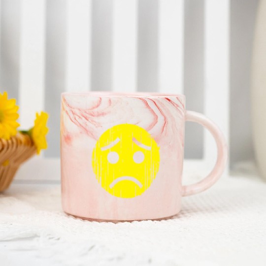 Depressed Emoticon Marble Mugs