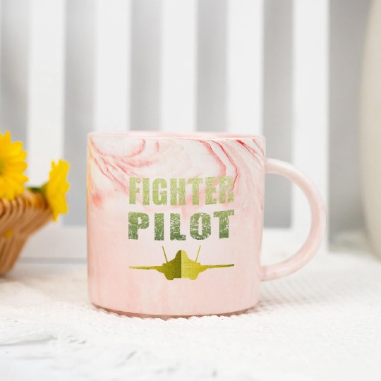 Fighter Pilot F-35 Art Design Marble Mugs