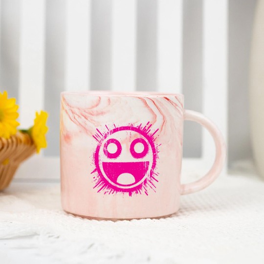 Pink Joyful Face Marble Mugs