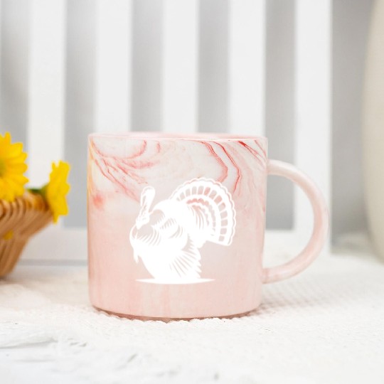 Wild Big Fat Turkey With Wing Drawing Marble Mugs