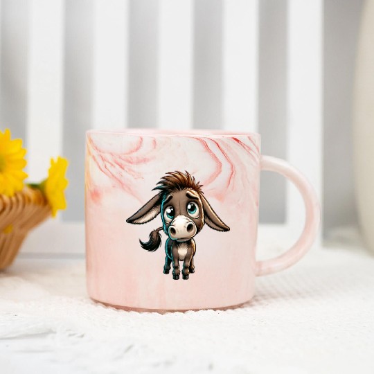 Adorable Donkey Animals Lover Funny Design Marble Mugs