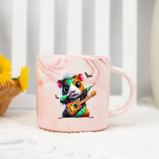 Dabbing Guinea Pig Zombie Squad Guitar Hallow Marble Mugs
