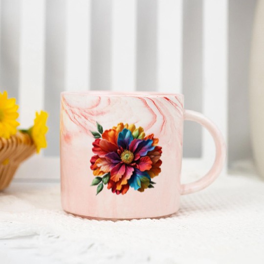 Vibrant Spectrum Bloom Marble Mugs
