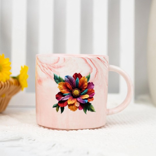 Spectrum Bloom - A Symphony of Floral Hues Marble Mugs
