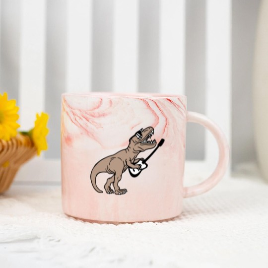 T. Rex Dino DJ Dinosaur Party Animal Plays Guitar Marble Mugs