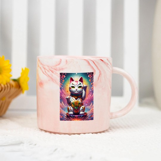 Maneki neko lucky cat Marble Mugs