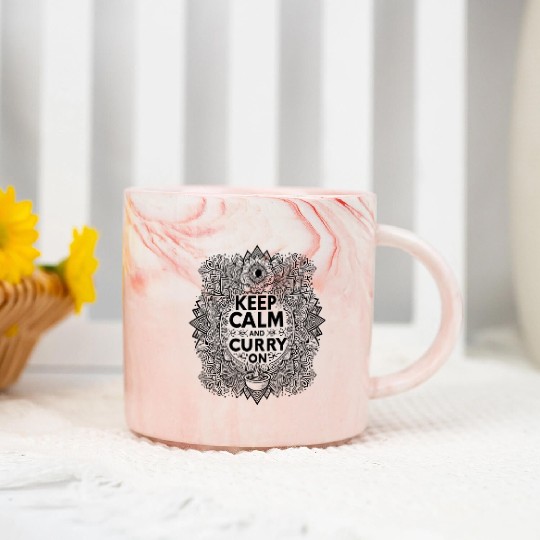 Keep Calm Curry On Marble Mugs