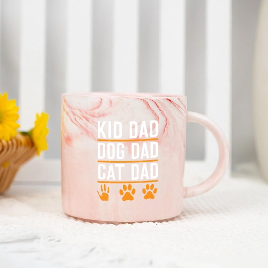 Kid,Dog,Cat Dad Gift Funny Father's Day Daddy Marble Mugs