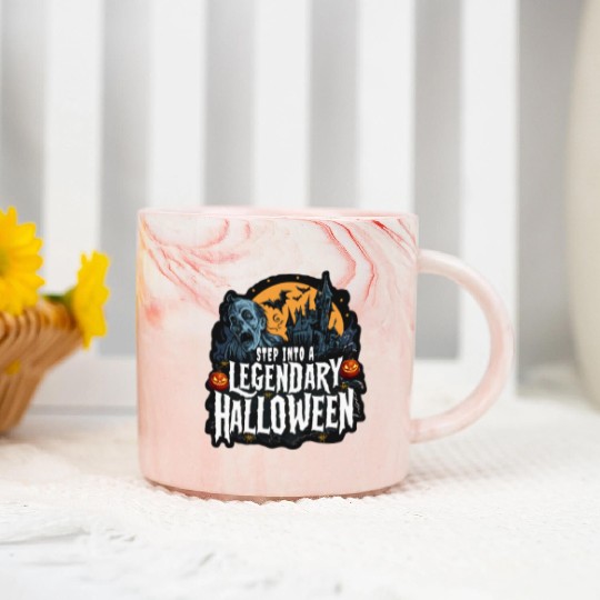 Spine Chilling Spooky Halloween Horror Design Marble Mugs