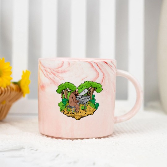 Grizzly Bear playing Grand Piano Nature Pianist Marble Mugs