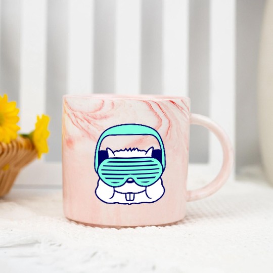 Cute DJ Hamster Party Animal Guinea Pig Pet Face Marble Mugs
