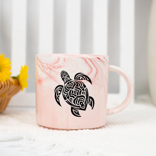 Cute Turtle T Tattoo Style Marble Mugs