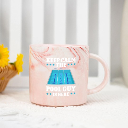 Pool Cleaner Keep Calm The Pool Guy Is Here Marble Mugs