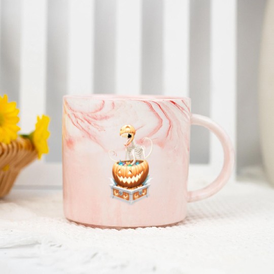 "Heavy Metal Skeletons and Skulls Halloween Art Marble Mugs