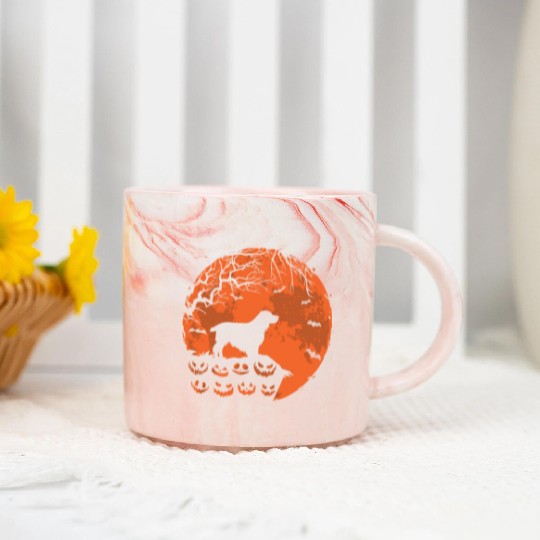 Cocker Spaniel And Moon Halloween Funny Dog Lover Marble Mugs