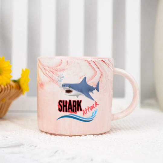 A different unique colorful shark attack design Marble Mugs