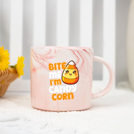 Candy Corn Bite Me, I'M Candy Corn Marble Mugs