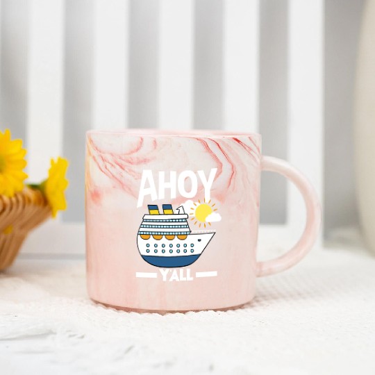 Ahoy Y'all Cruise Ship Adventure Marble Mugs