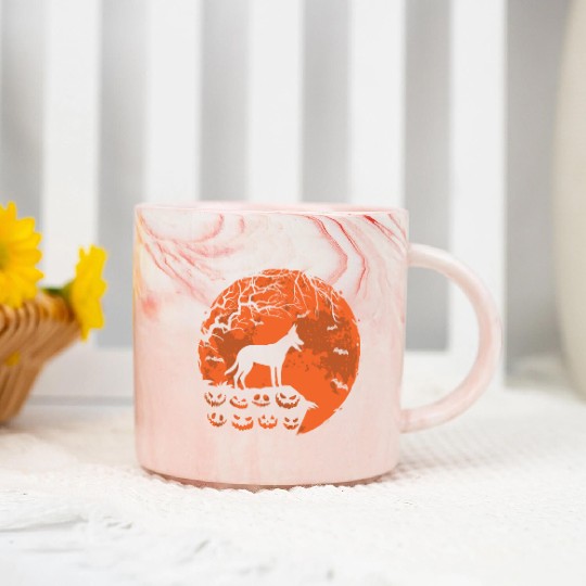 Belgian Malinois And Moon Halloween Dog Lover Gift Marble Mugs