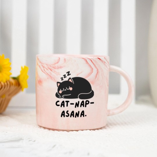 Lazy Cat Cat-Nap-Asana yoga Marble Mugs