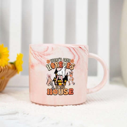 There's Some Horrors In This House Ghost Halloween Marble Mugs