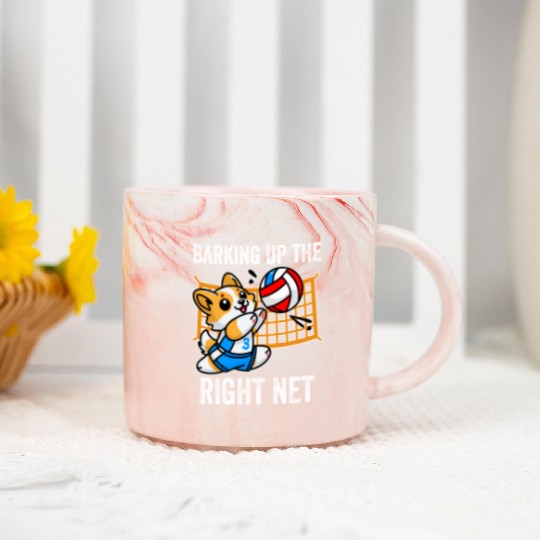 Barking Up the Right Net Funny Corgi Dog Humor Marble Mugs