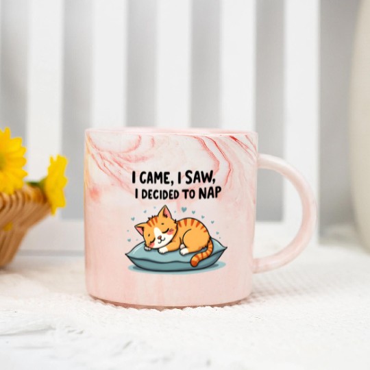 Cute Cat Nap Lover Funny Sleepy Naptime Humor Marble Mugs