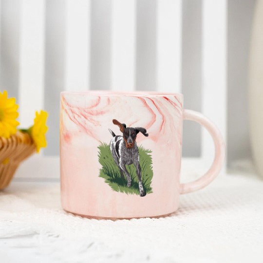 German Shorthaired Pointer Running In Field Marble Mugs