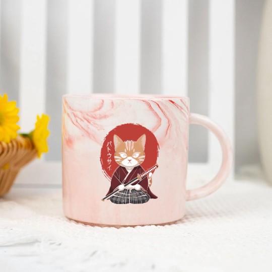 Neko Battousai Samurai Cat Classic Marble Mugs