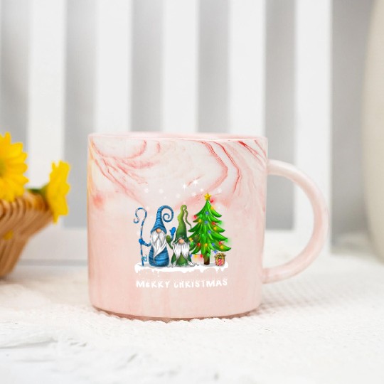Merry Christmas Gnomes Xmas Family Men Women Marble Mugs