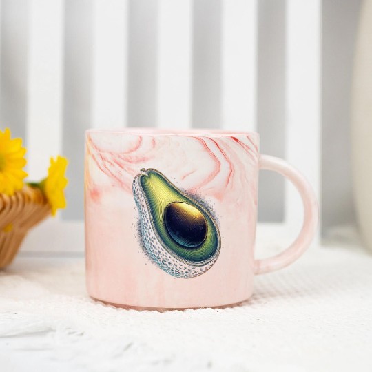 Avocado food art vegan design 4 Marble Mugs