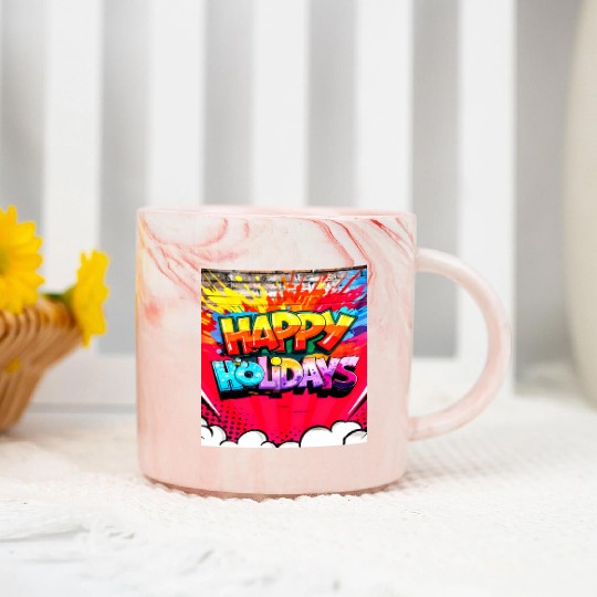 HAPPY HOLIDAYS Marble Mugs
