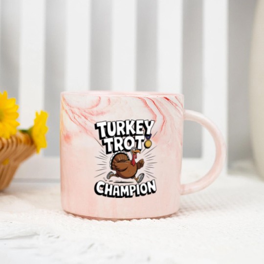 Funny Turkey Trot Running Thanksgiving Champion Marble Mugs