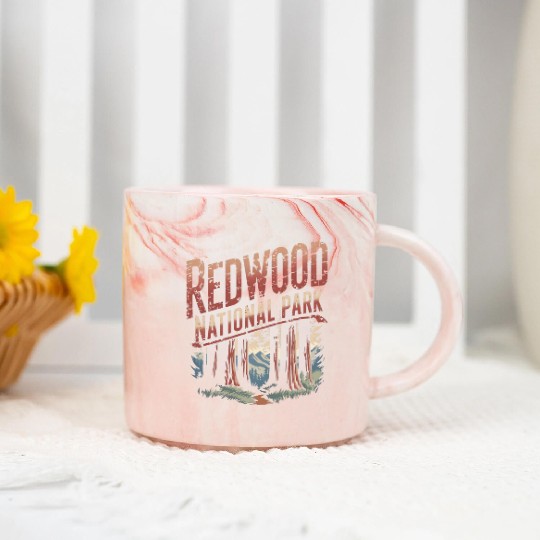 Redwood National park vintage Marble Mugs
