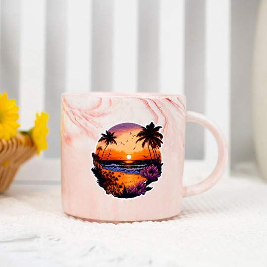 beach and the sunset Marble Mugs