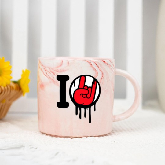 I Love Heavy Metal Hard Rock Music Graffiti Heart Marble Mugs