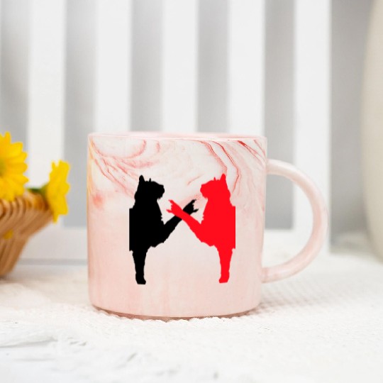 Cat Team Heavy Metal Hard Rock Music Pet Friends Marble Mugs