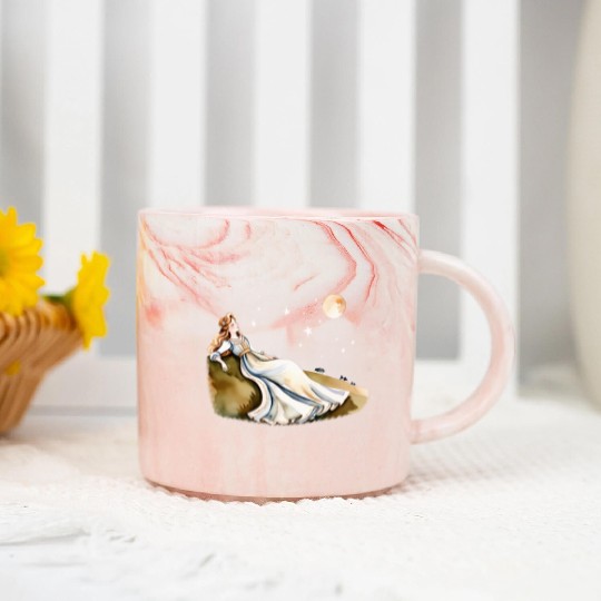 Watercolor Cottagecore Rolling Hills at Night Marble Mugs