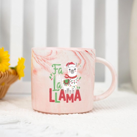 FA LA LA LLAMA Marble Mugs