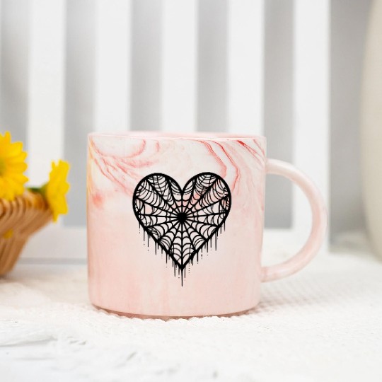 Heart spider web halloween hearts path7 Marble Mugs