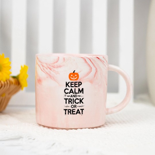 Keep Calm and Trick or Treat - Halloween Marble Mugs