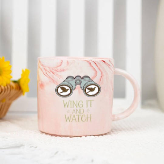 Wing It and Watch Birdwatching Nature Adventure Marble Mugs