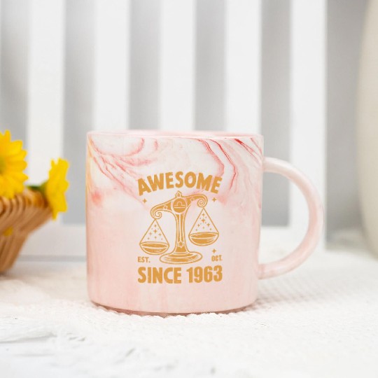 Awesome Since 1963 Libra Zodiac Birthday October Marble Mugs