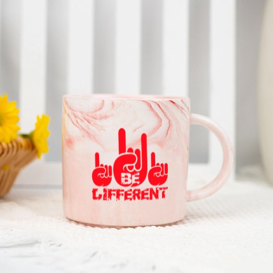 3 Be Different Heavy Metal Hard Rock Hand Gesture Marble Mugs