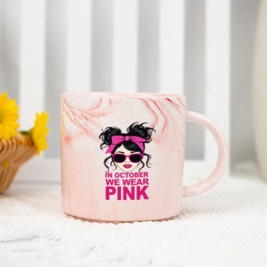 Pink October Womens Awareness Design Marble Mugs