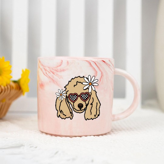 Poodle Brown retro Dog Marble Mugs