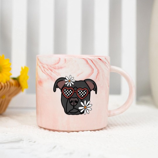 Pitbull Black retro Dog Marble Mugs